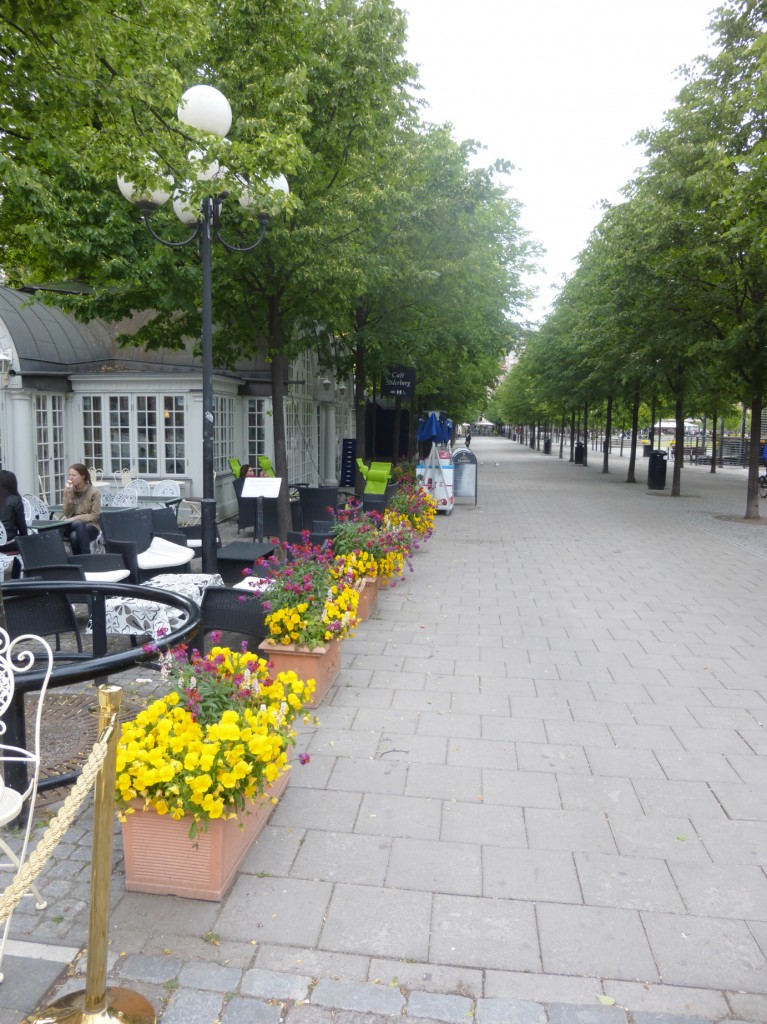Stockholm - cafe in park with flowers