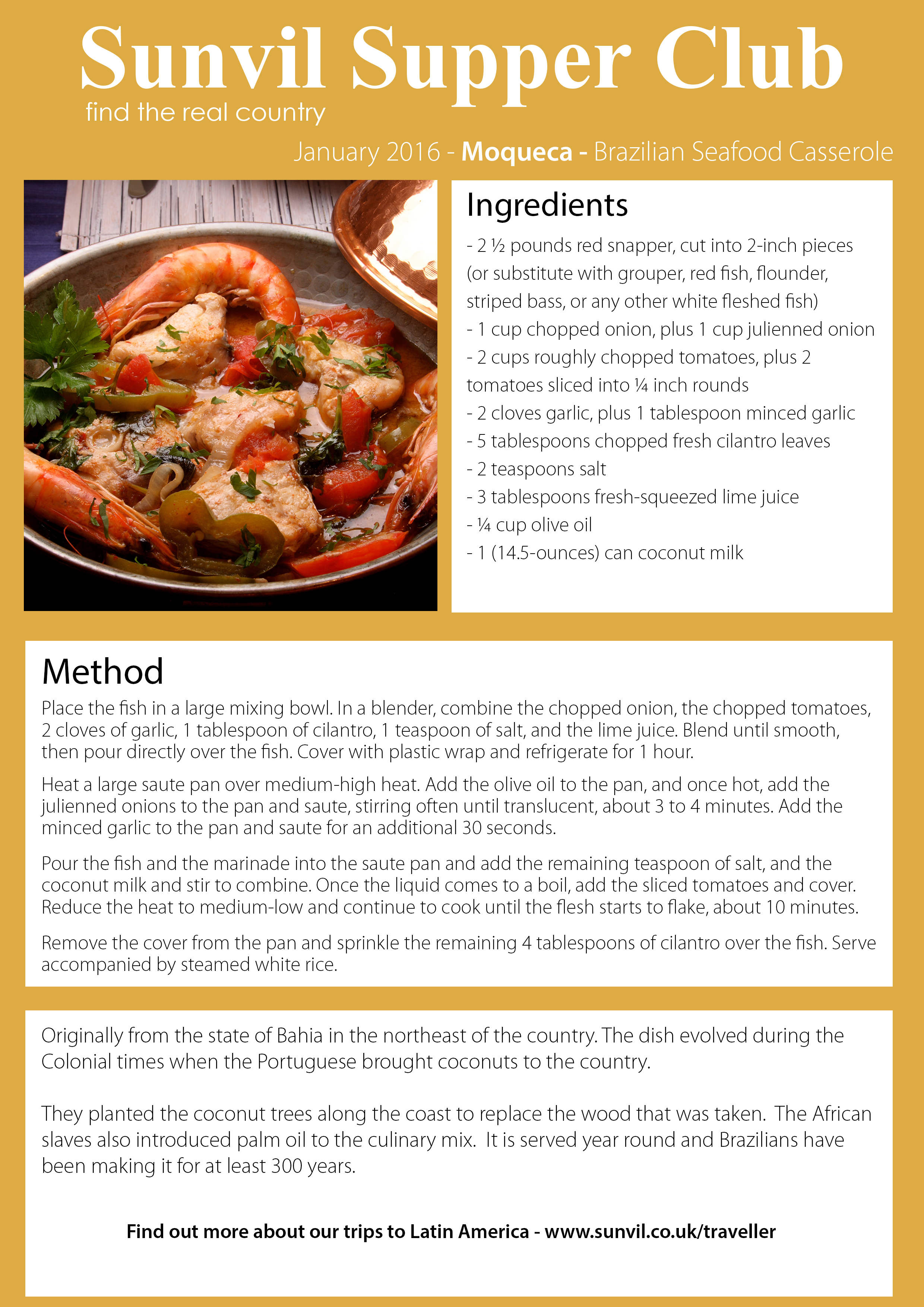 January 2016 - Moqueca (Brazilian Seafood Casserole)