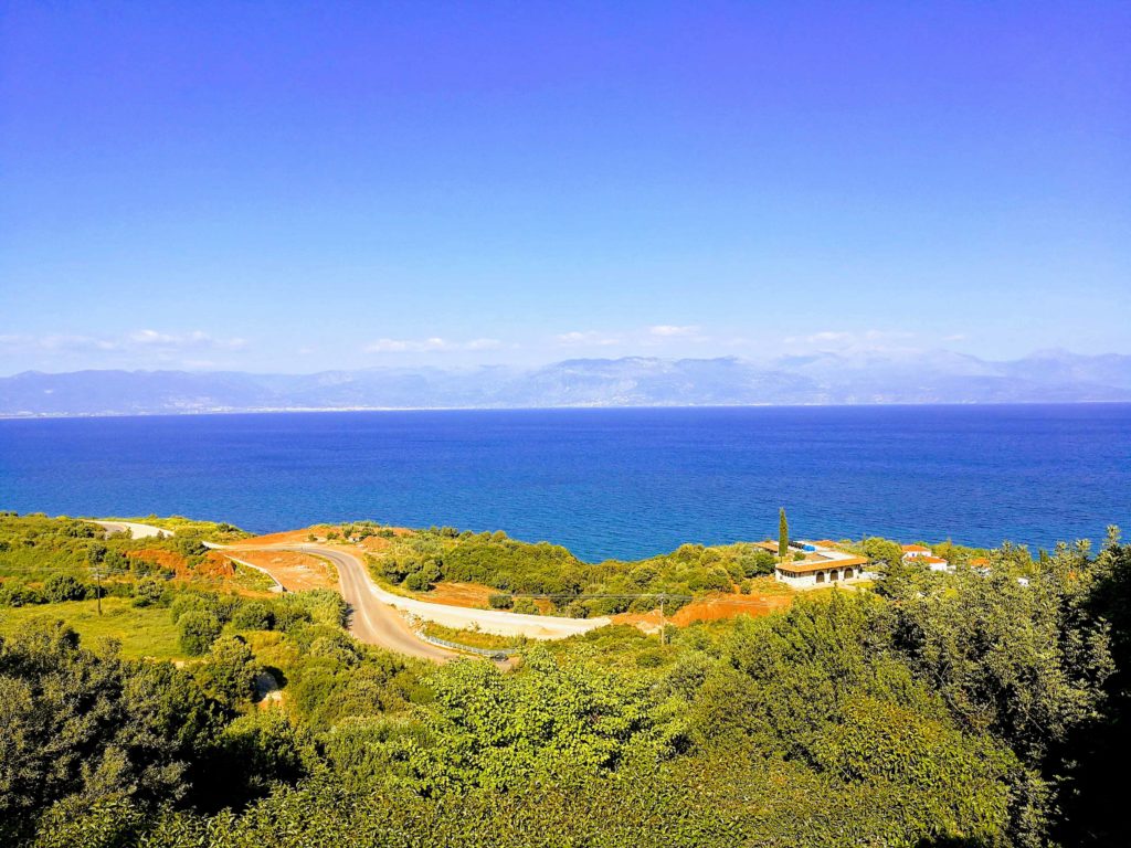 View across Bay of Messini to Tagetus Mountains from Villa Eleni